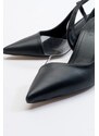 LuviShoes Women's Late Black Skin Heeled Shoes