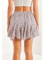 Bianco Lucci Women's Elastic Piece Skirt with Shorts 7058
