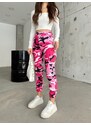 BİKELİFE Pink Camouflage Pattern Cargo Pocket Gabardine Trousers.