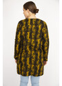 Şans Women's Plus Size Mustard V-Neck Sleeve-Length Adjustable Tunic