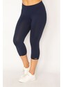 Şans Women's Plus Size Navy Blue Lycra Jersey Leggings Trousers