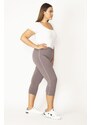 Şans Women's Plus Size Mink Side Stripe Leggings Capri Pants