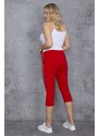 Şans Women's Plus Size Red Side Striped Leggings and Capri Pants