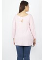 Şans Women's Plus Size Pink Bat Sleeve Tunic