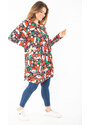 Şans Women's Plus Size Colorful Patterned Tunic Dress