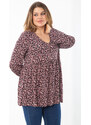 Şans Women's Plus Size Colorful Gathered Detailed V-Neck Tunic