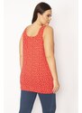 Şans Women's Red Plus Size Cotton Fabric Lycra Tank Top