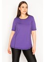 Şans Women's Plus Size Purple Collar Webbing Sports Blouse