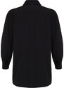 Trendyol Black Collar Detail Comfortable Cut Cotton Woven Shirt