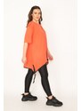 Şans Women's Plus Size Pomegranate Side Laced Tunic