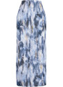 Trendyol Blue Printed Pleat Maxi Knitted Skirt