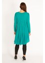 Şans Women's Plus Size Green Front Patio Zippered Back Detailed Viscose Tunic