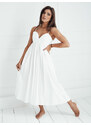 BASIC Bílé romantické midi šaty ELIENE Bílá