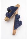 LuviShoes CHAMB Jeans Blue Genuine Leather Women's Slippers