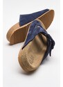 LuviShoes CHAMB Jeans Blue Genuine Leather Women's Slippers