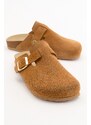 LuviShoes GONS Women's Tan Suede Leather Slippers