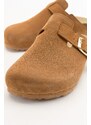 LuviShoes GONS Women's Tan Suede Leather Slippers