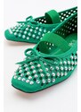 LuviShoes Babes Green Women's Flats