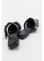 LuviShoes Jenni Women's Black Buckle Slippers