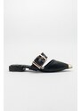 LuviShoes Jenni Women's Black Buckle Slippers