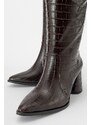 LuviShoes BELIS Women's Brown Print Heeled Boots