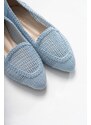 LuviShoes Women's Blue Knitted Flat Flat Shoes 101