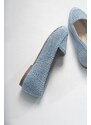 LuviShoes Women's Blue Knitted Flat Flat Shoes 101