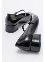 LuviShoes JOFF Black Patent Leather Women's Heeled Shoes