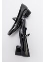 LuviShoes JOFF Black Patent Leather Women's Heeled Shoes