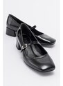 LuviShoes JOFF Black Patent Leather Women's Heeled Shoes