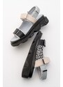 LuviShoes Tedy Black Gray Patterned Women's Sandals