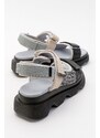 LuviShoes Tedy Black Gray Patterned Women's Sandals