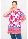 Şans Women's Fujya Large Size Woven Viscose Fabric Water Patterned Tunic