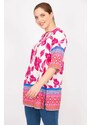 Şans Women's Fujya Large Size Woven Viscose Fabric Water Patterned Tunic