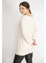 Şans Women's Mink Plus Size Crew Neck Long Sleeve Lycra Tunic