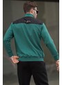 Madmext Men's Dark Green Zipper Collar Basic Sweatshirt 6157