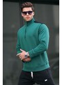 Madmext Men's Dark Green Zipper Collar Basic Sweatshirt 6157