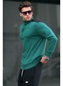 Madmext Men's Dark Green Zipper Collar Basic Sweatshirt 6157