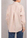 armonika Women's Mink Striped Oversize Long Basic Shirt