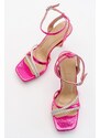 LuviShoes Osea Fuchsia Patterned Women's Heeled Shoes