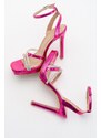 LuviShoes Osea Fuchsia Patterned Women's Heeled Shoes