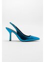 LuviShoes Ferry Blue Metallic Women's Heeled Shoes