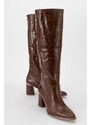 LuviShoes BELIS Women's Tan Printed Heeled Boots
