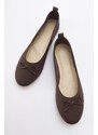 LuviShoes 01 Brown Skin Genuine Leather Women's Flat Shoes.