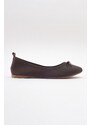 LuviShoes 01 Brown Skin Genuine Leather Women's Flat Shoes.