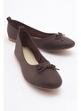 LuviShoes 01 Brown Skin Genuine Leather Women's Flat Shoes.