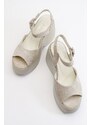 LuviShoes Abbon Women's Beige Suede Genuine Leather Sandals