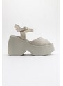 LuviShoes Abbon Women's Beige Suede Genuine Leather Sandals
