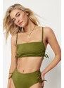 Trendyol Khaki Strapless Tunnel Bikini Top