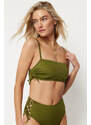 Trendyol Khaki Strapless Tunnel Bikini Top